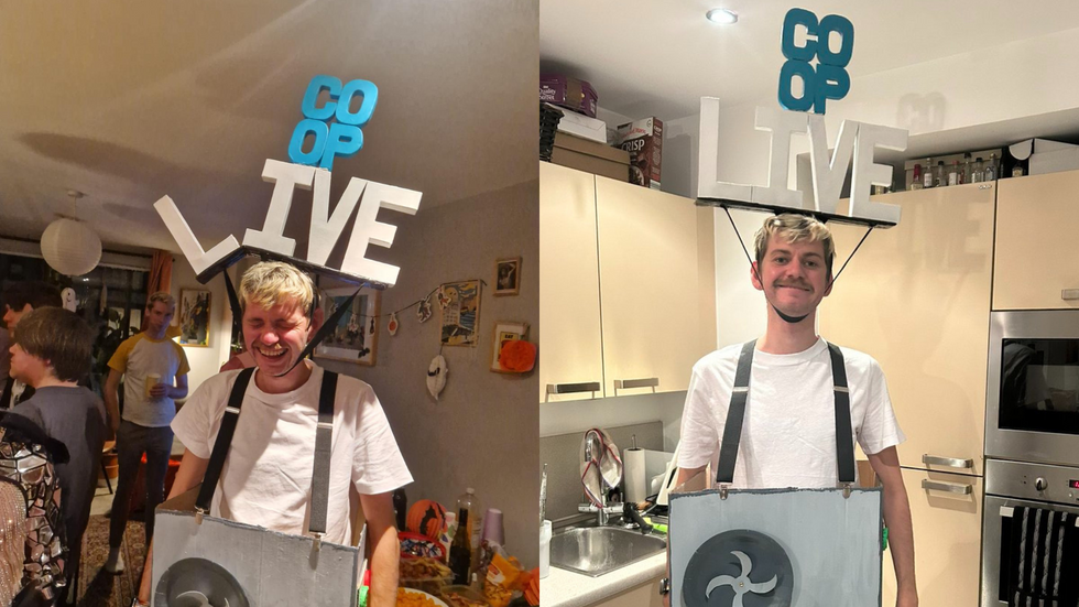 Actor dresses up as Co-op Live arena fallen air conditioning unit for Halloween