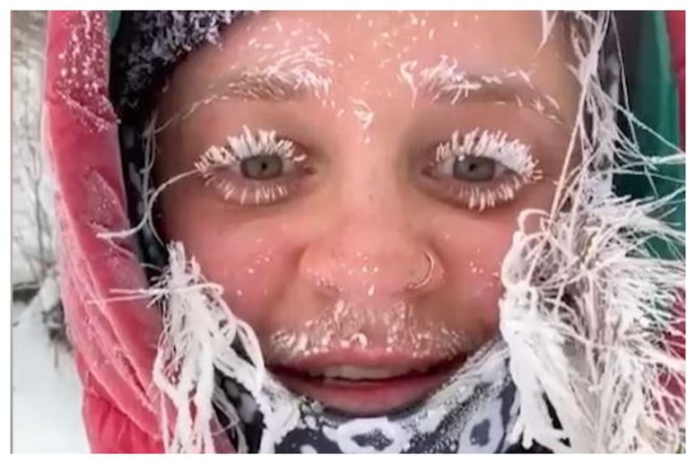 Sub-zero temperatures in Montana freeze woman's eyelashes and hair | indy100