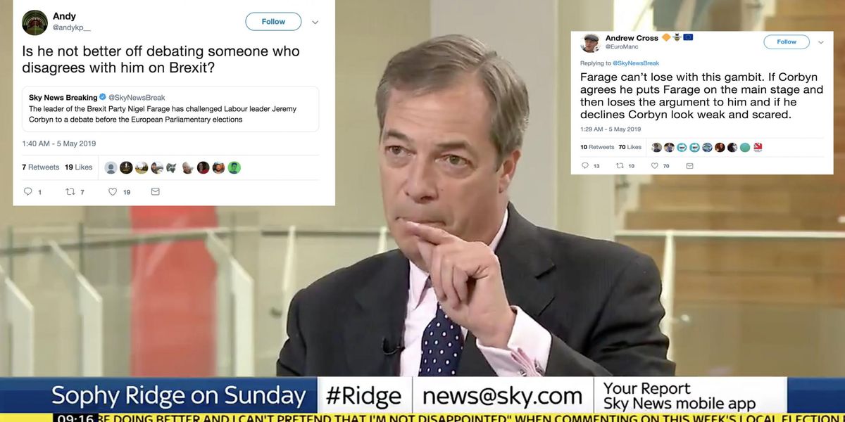 Brexit Party Nigel Farage Challenges Jeremy Corbyn To A Debate Before