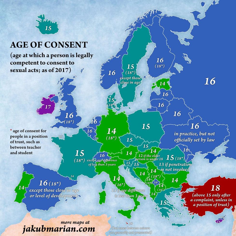 An Eye Opening Look At Sexual Consent Ages Around Europe Mapped Indy100 Indy100 4564