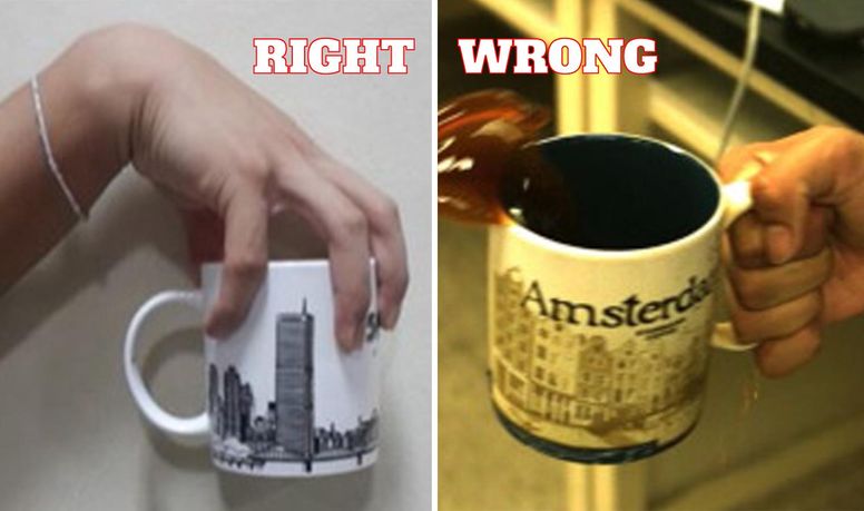 You're holding that mug wrong -- physicist calculates 'claw-hand posture'  is most effective to avoid coffee spills