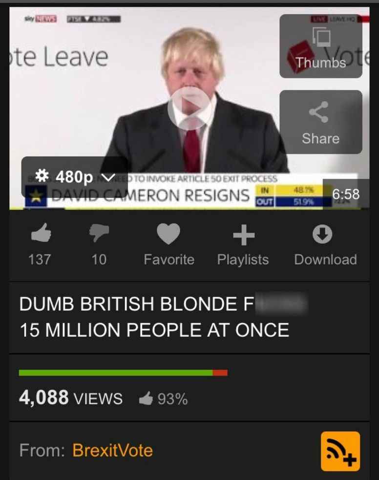 Someone has uploaded Boris Johnson's Brexit victory speech to a porn site  because he's 'f***ed Britain' | indy100 | indy100