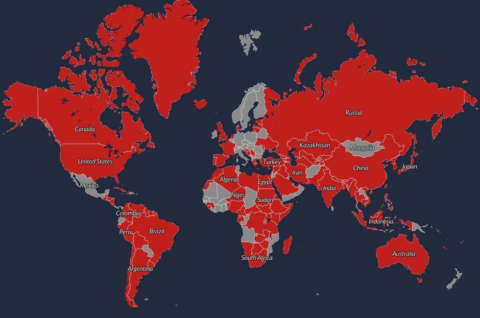 Here's a map of all the countries currently at war or in dispute with