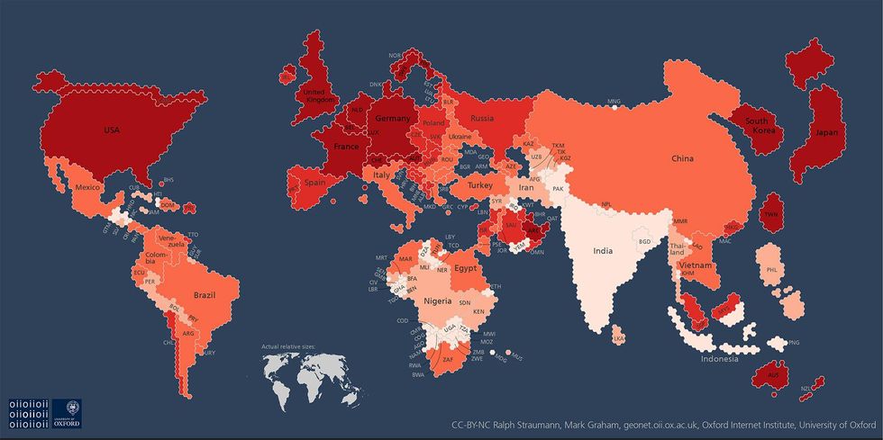 The world population map with a difference | indy100 | indy100