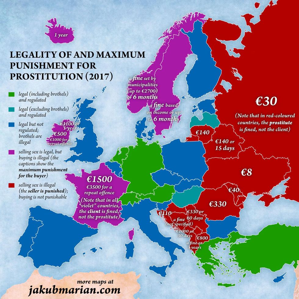 The Map Of Prostitution Laws In Europe Indy100 Indy100 