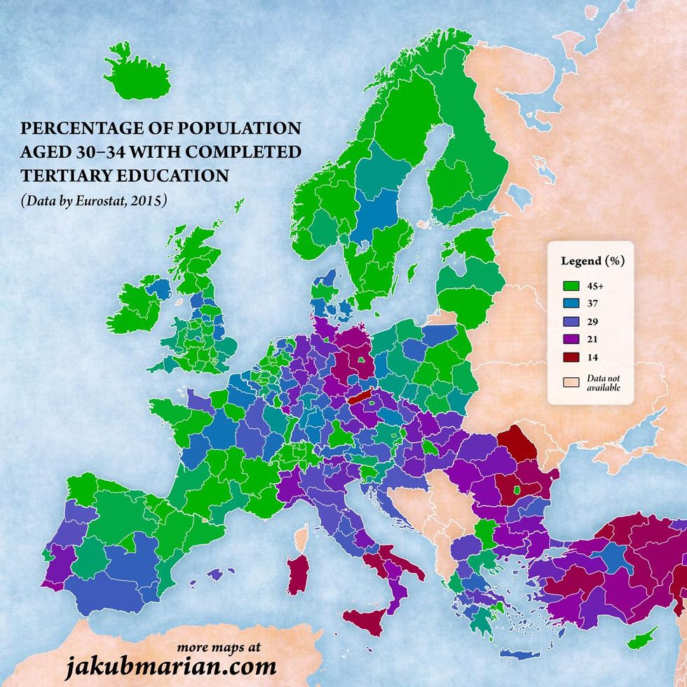 This Map Shows The Most Educated Places In Europe Indy100 Indy100