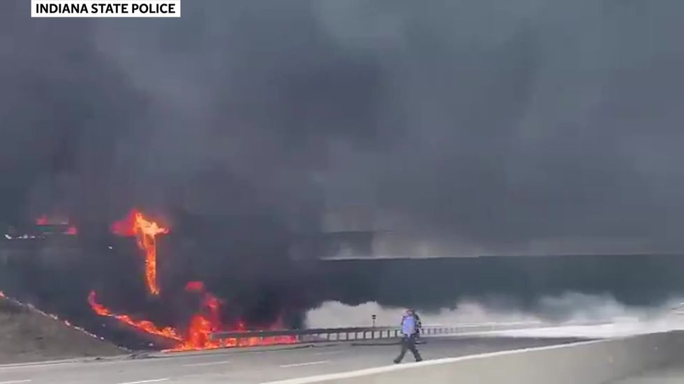 Tanker truck explodes on Indiana highway