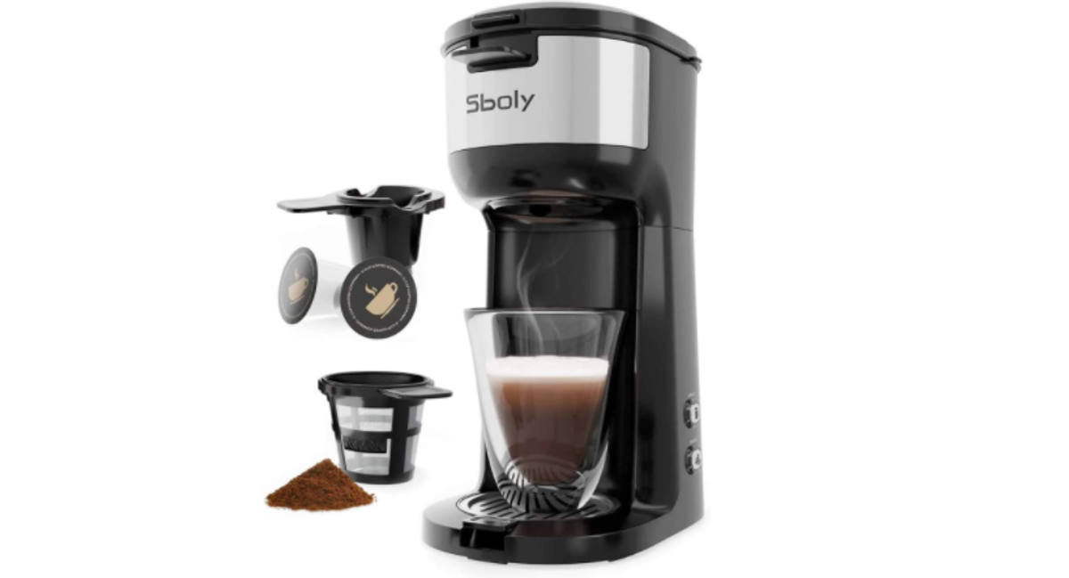 Sboly Single Serve Coffee Maker Brewer for KCup Pod & Ground Coffee