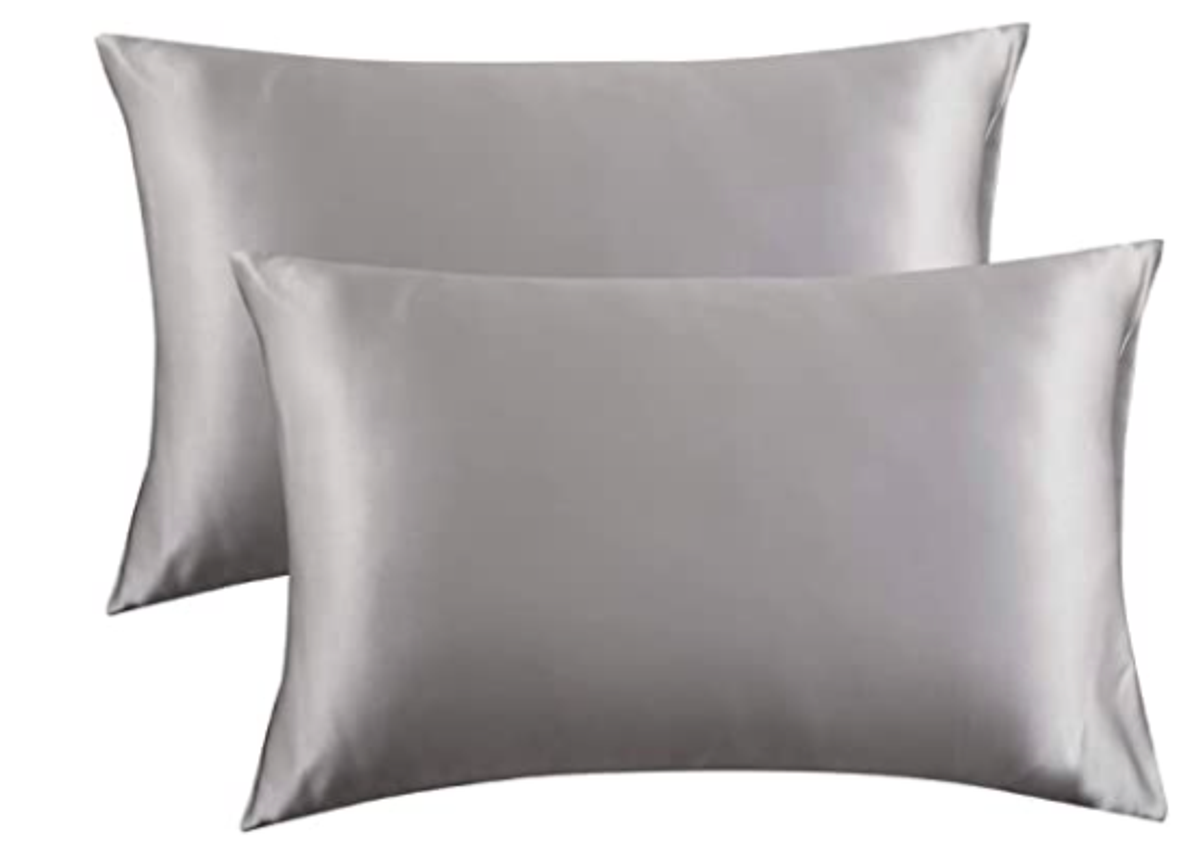 Bedsure Satin Pillowcase for Hair and Skin Queen Silver Grey Silk