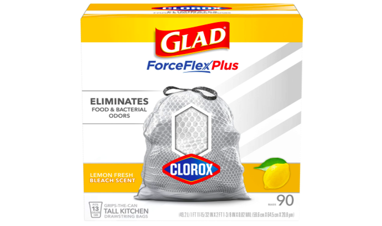 Glad ForceFlex Plus Tall Kitchen Bags, Grips-The-Can, Drawstring, Lemon  Fresh Bleach Scent, 13 Gallon