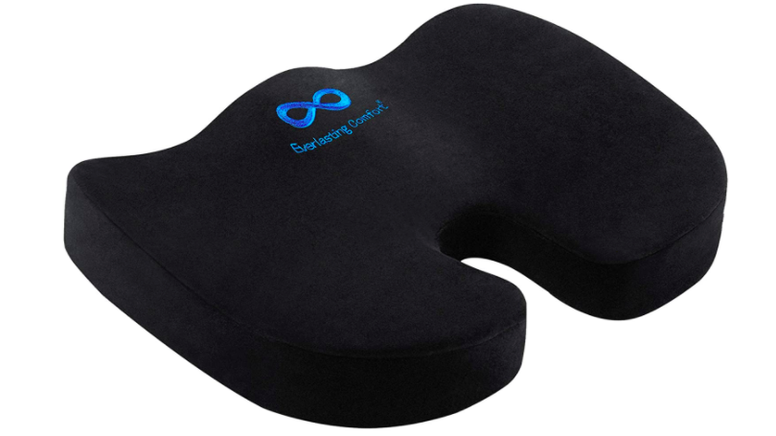 Everlasting Comfort Ergonomic Gel Infused Memory Foam Seat Cushion for Back  Pain, Black