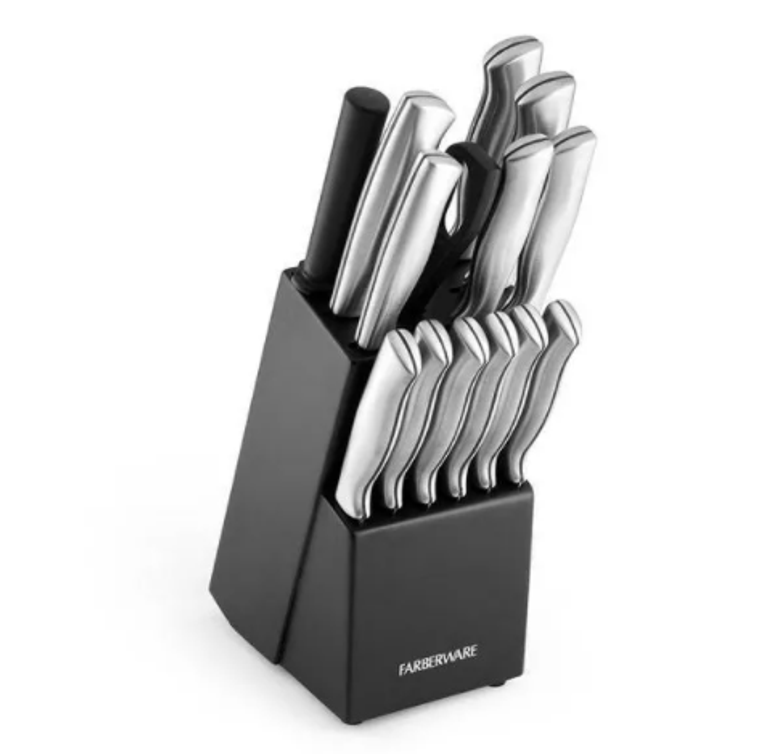 Mueller Stainless Steel Knife Set with Block - 17 Piece High Carbon Carving  Set