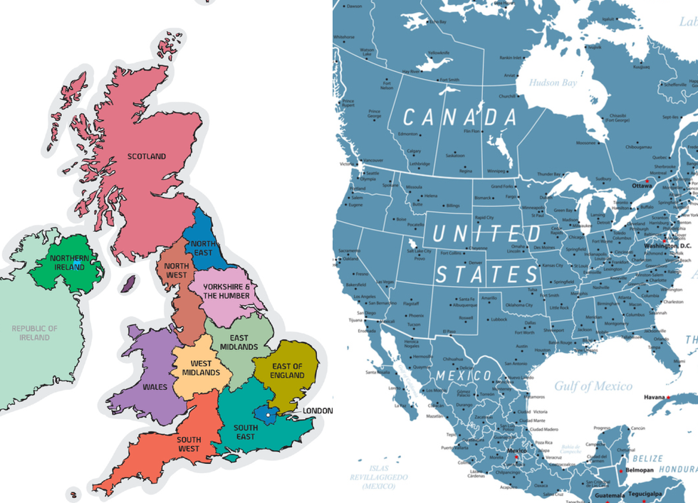 States In England Map Map Of Uk As Us States Sparks Debate About Similarities Between Britain And  America | Indy100