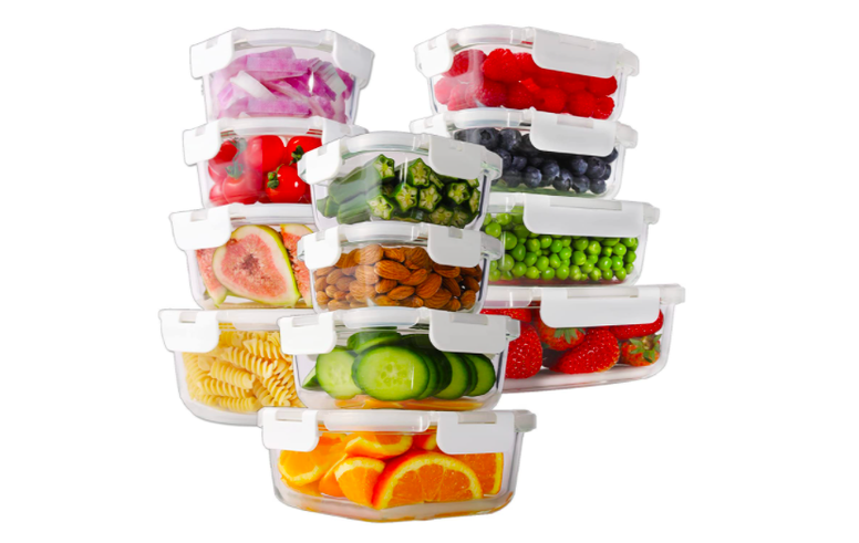 BAYCO Glass Food Storage Containers with Lids, [24 Piece] Glass Meal Prep  Contai