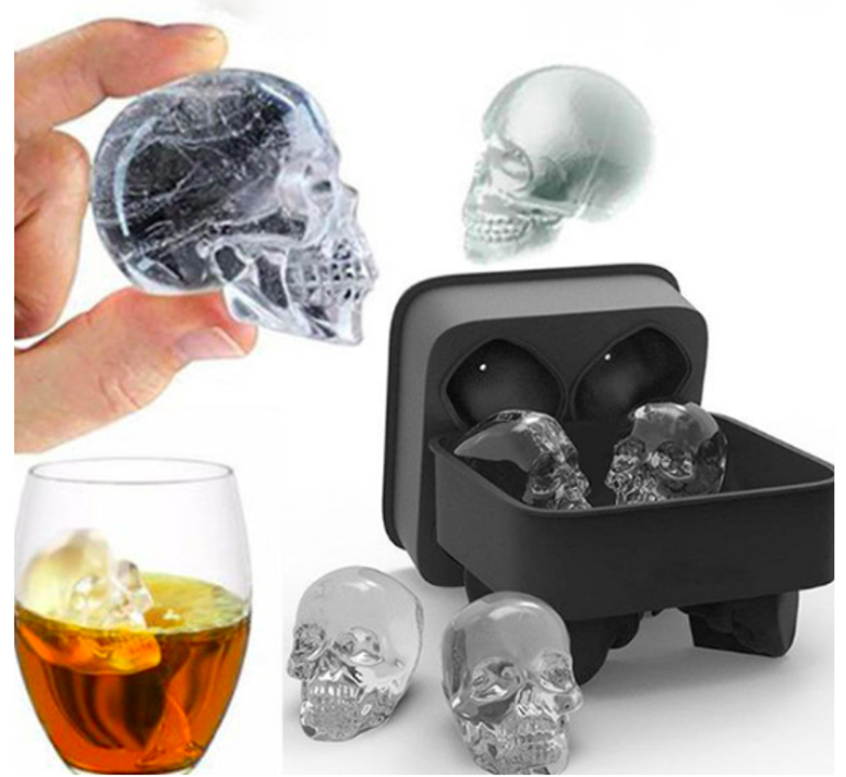 2 Pcs Ice Cube Tray,3d Skull Ice Mold ,4 Cute And Funny Ice Skull For  Whiskey