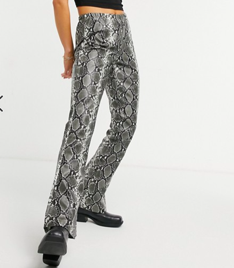 Elegant Snake Print Flare Pants Sexy Snakeskin High Waist Pants