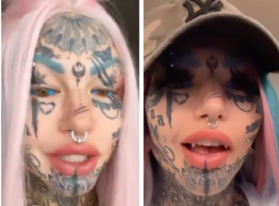 Woman Cries Blue Tears After Tattooing Her Eyeballs Indy100