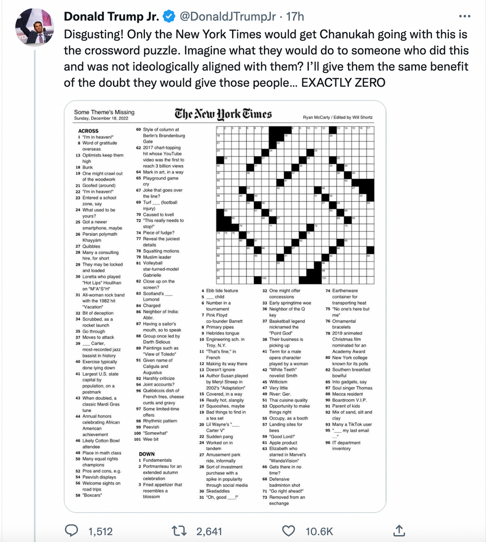 The internet is divided over whether NYT crossword looks like swastika