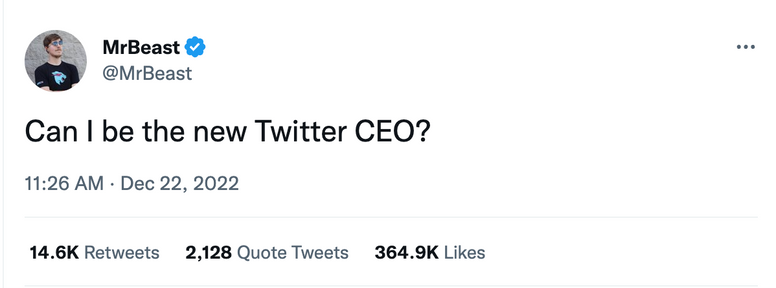 r Mr Beast Can Keep Twitter If Elon Musk Dies Mysteriously: 'No  Takesies Backsies' - Business