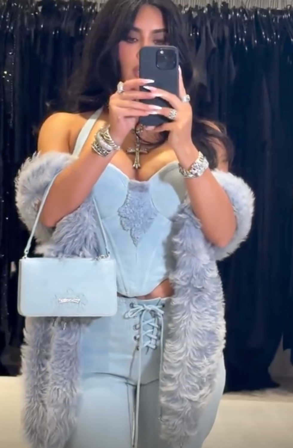 Kim Kardashian goes 'denim and diamonds' as does Kourtney for Khloe's ...