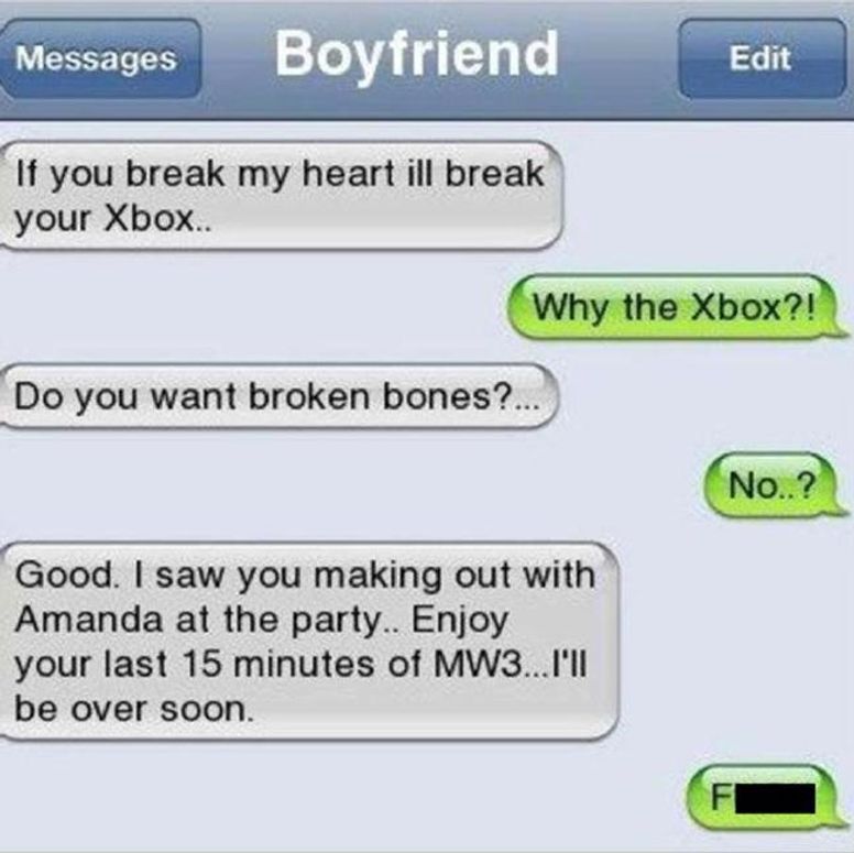 boyfriend cheating text messages