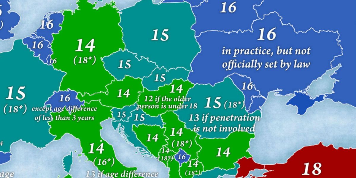 An Eye Opening Look At Sexual Consent Ages Around Europe Mapped Indy100 Indy100 9048