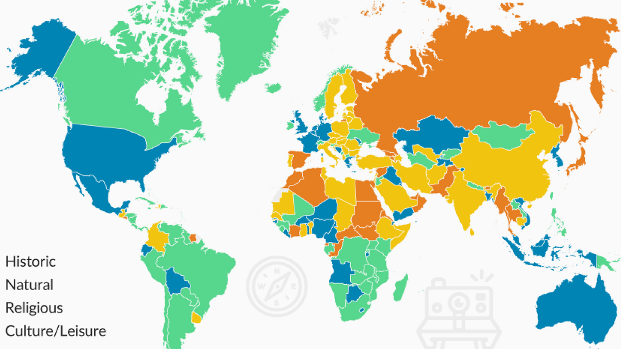 Most Popular Countries in the World to Visit [MAP]