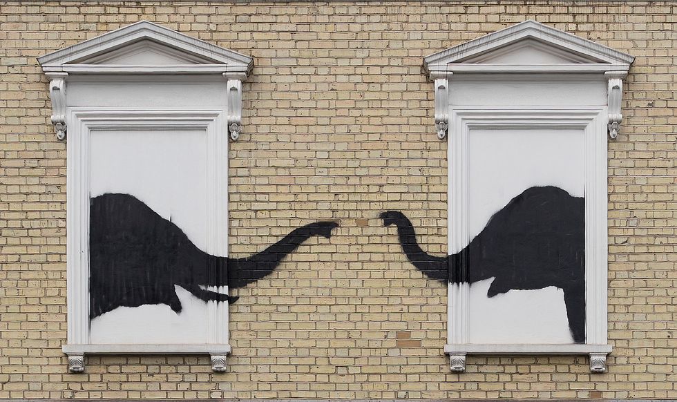 Banksy adds to animal artwork collection in London with new elephant design