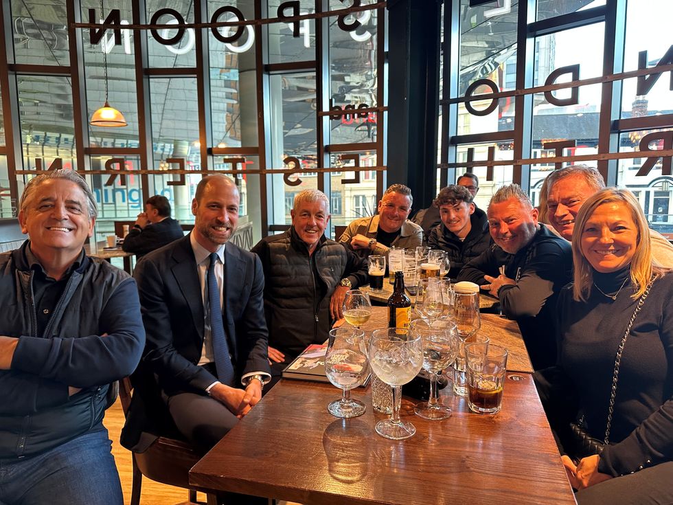 William joins fellow Aston Villa fans in a Birmingham Wetherspoons