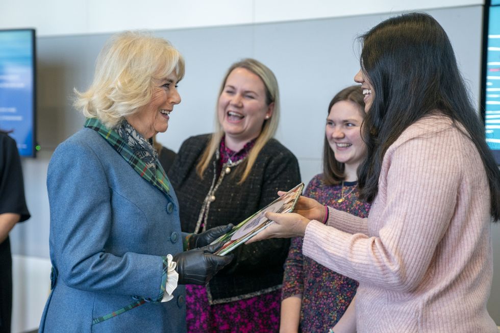 Camilla meets students, composer and professional footballer in Aberdeen visit