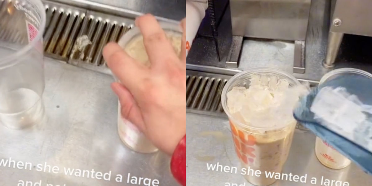 Dunkin' Worker Reveals How Much Iced Coffee Comes in a Large Cup