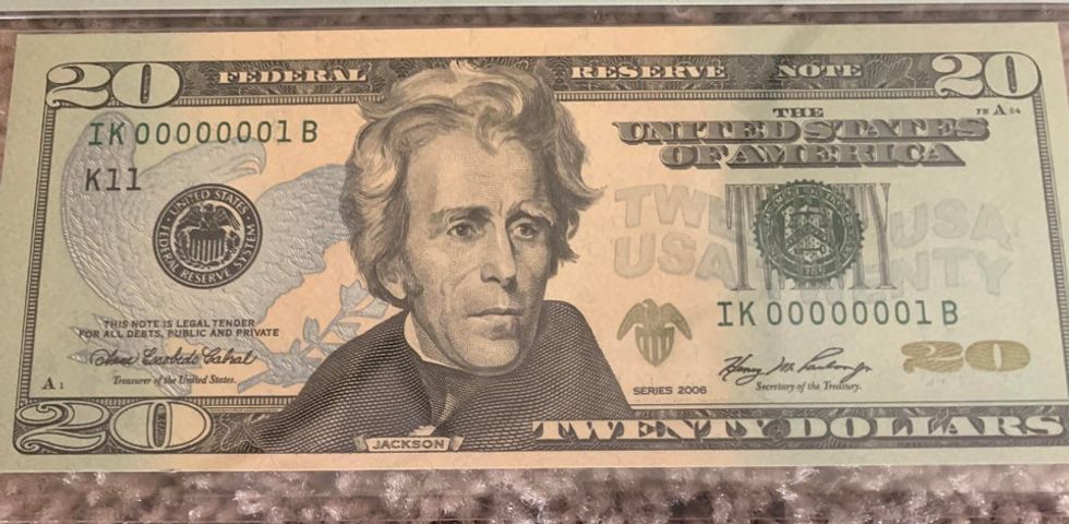 Someone noticed their $20 bill has a unique serial number which means ...