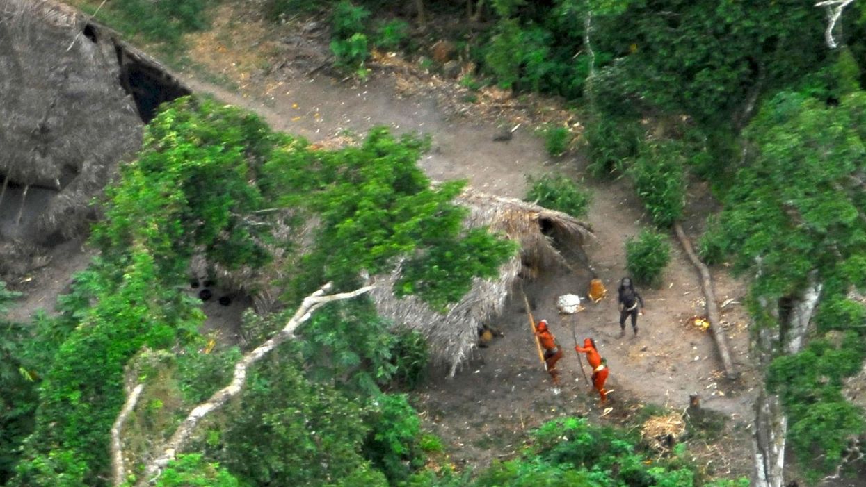 Uncontacted Indians in Brazil seen from the air during a Brazilian government expedition in May 2008