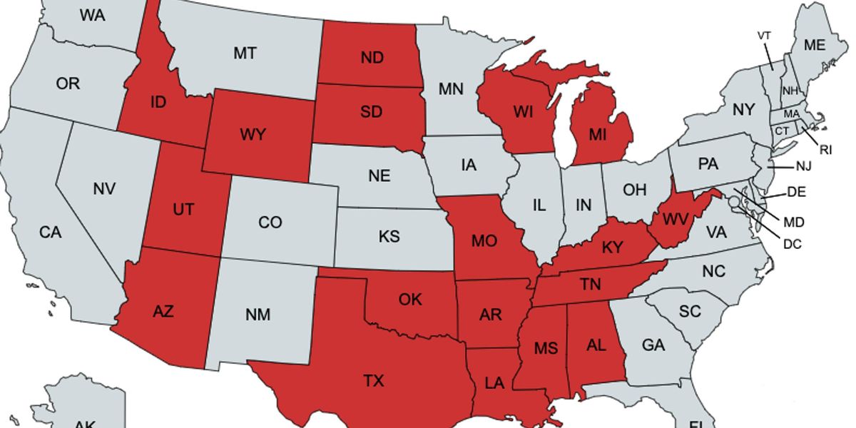 Here are the US states that will be most affected by the overturn of